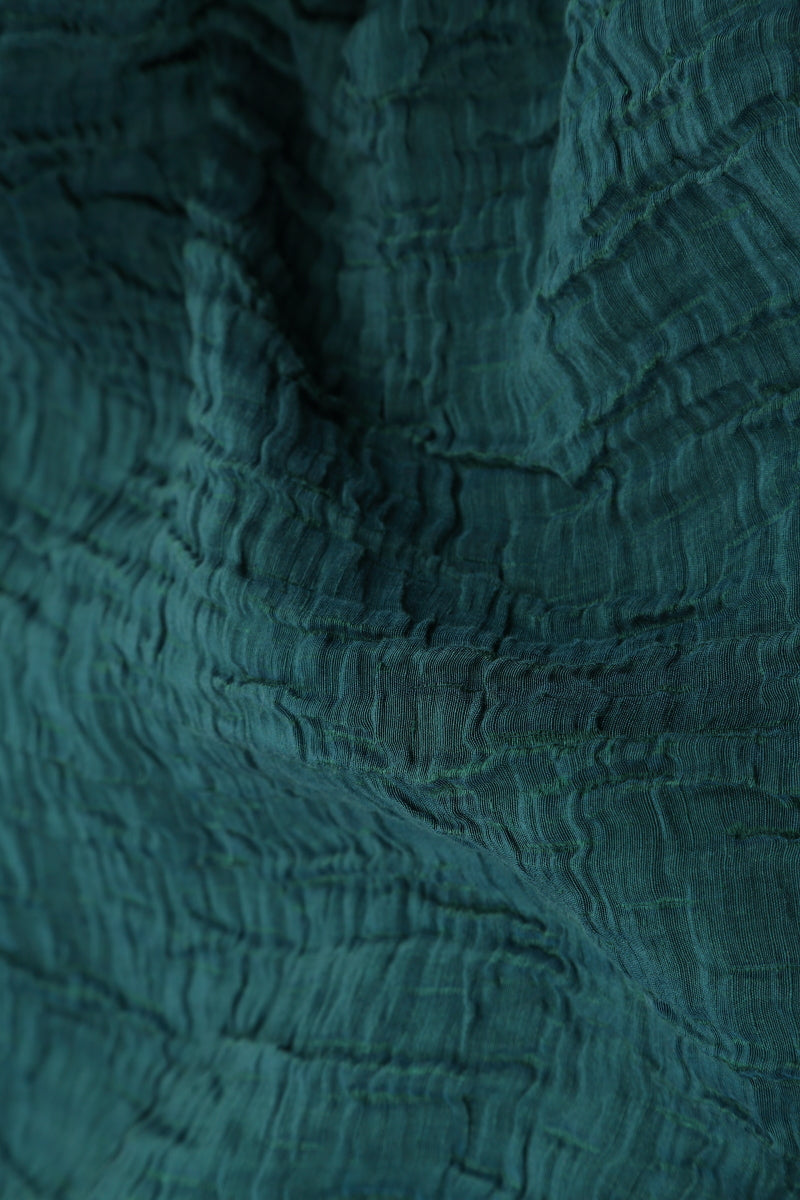 Tiered Crinkled Teal Silk Maxi Skirt