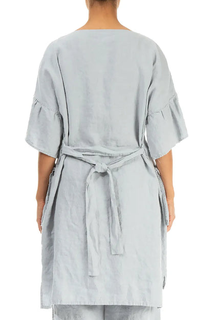Tiered Silver Grey Linen Tunic Dress 3