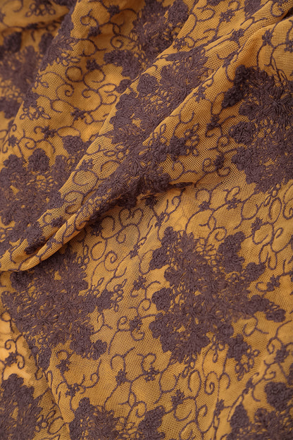 Truffle Brown Floral Cotton Lace Blouse
