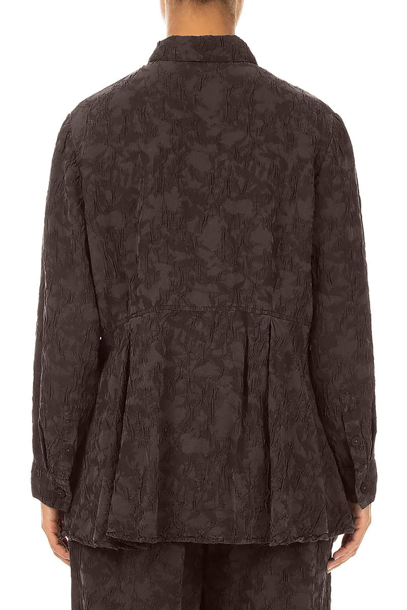 Truffle Brown Textured Silk Viscose Shirt Jacket 2