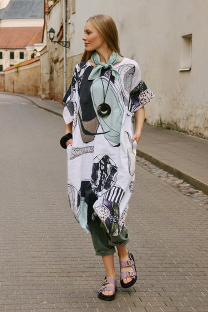 Tumbled Stone Easy Linen Dress 8