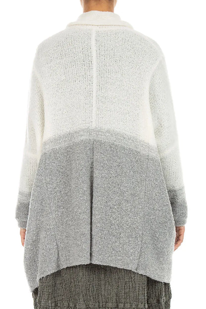 Two-Tone Light Grey Wool Cardigan 2