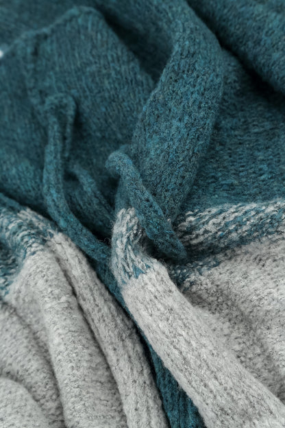 Two-Tone Teal Wool Cardigan