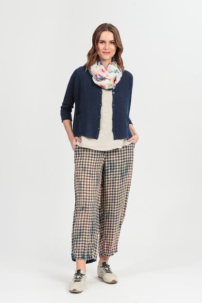 Two Pockets Navy Linen Cardigan 5