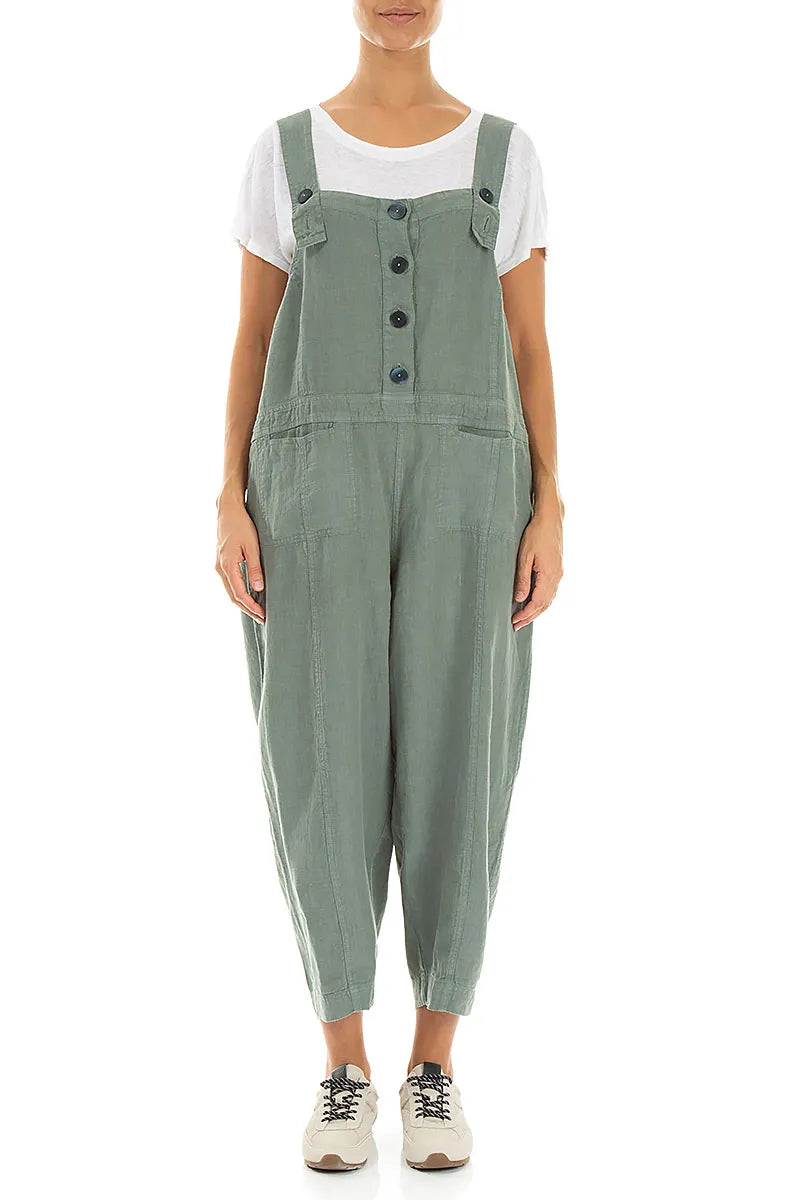 Two Pockets Sage Linen Jumpsuit 1