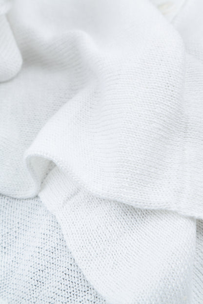 Two Pockets White Linen Cardigan 5