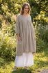 V-Neck Beige Pintuck Linen Dress 1