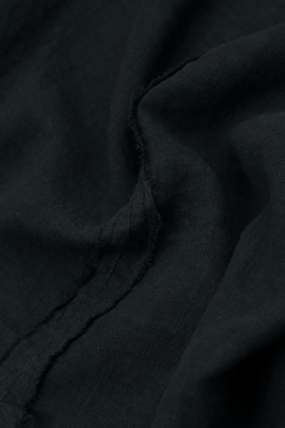V-Neck Black Pintuck Linen Dress 5