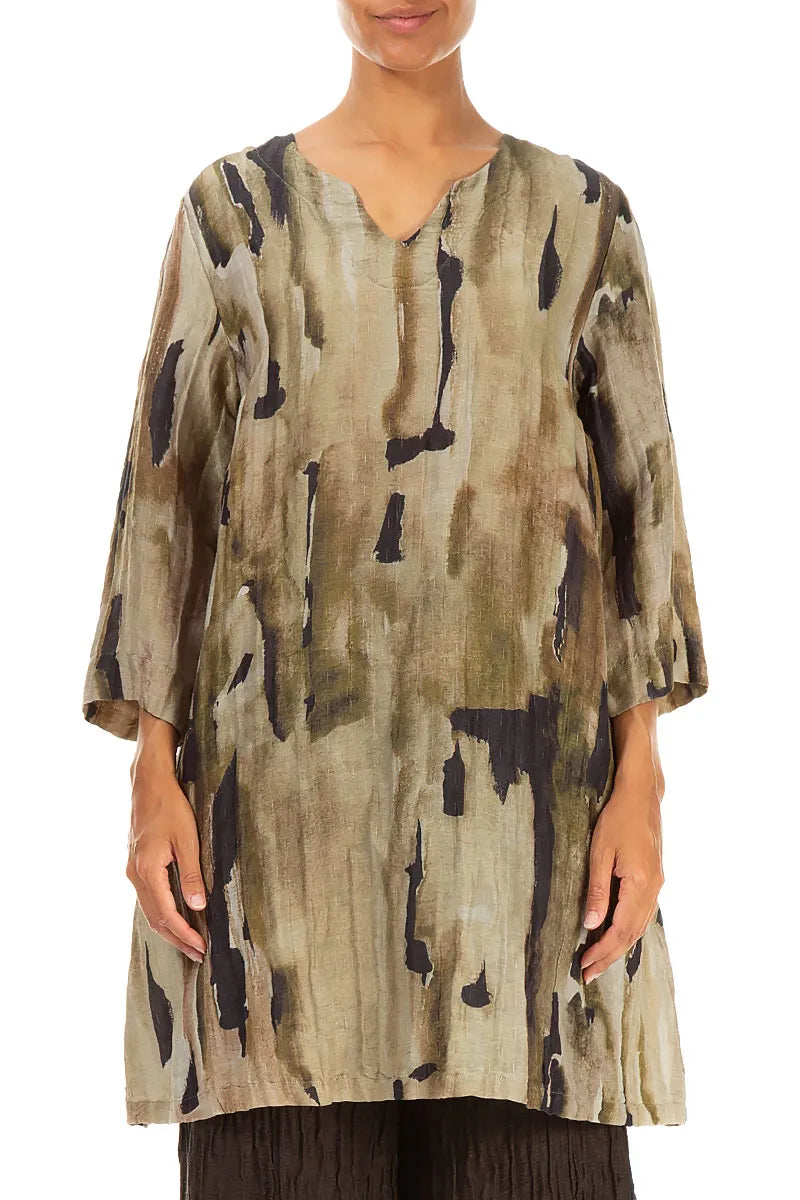 V-Neck Terra Crinkled Silk Linen Tunic 2