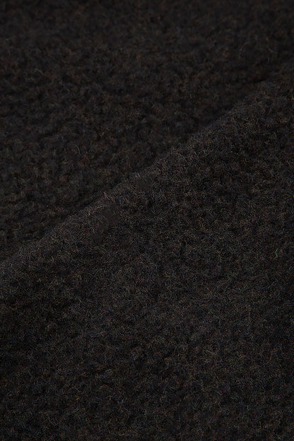 Collar Neck Short Charcoal Plush Wool Coat