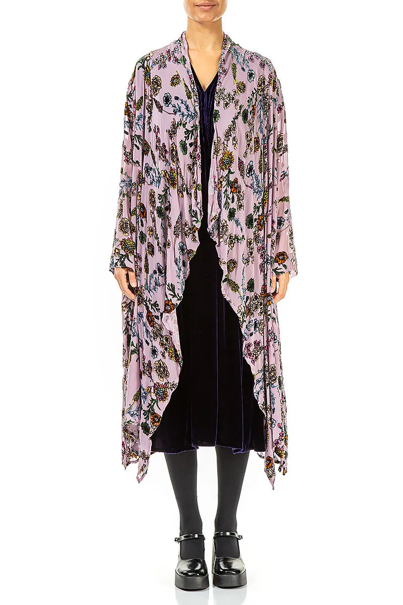 Velvet Blooms Devoré Open Silk Jacket
