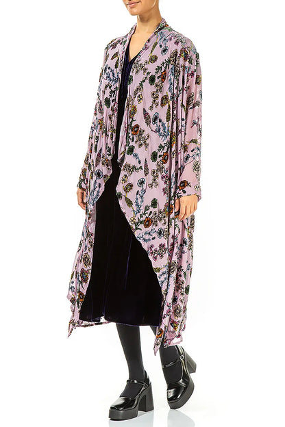 Velvet Blooms Devoré Open Silk Jacket