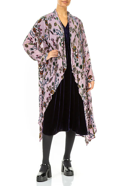 Velvet Blooms Devoré Open Silk Jacket