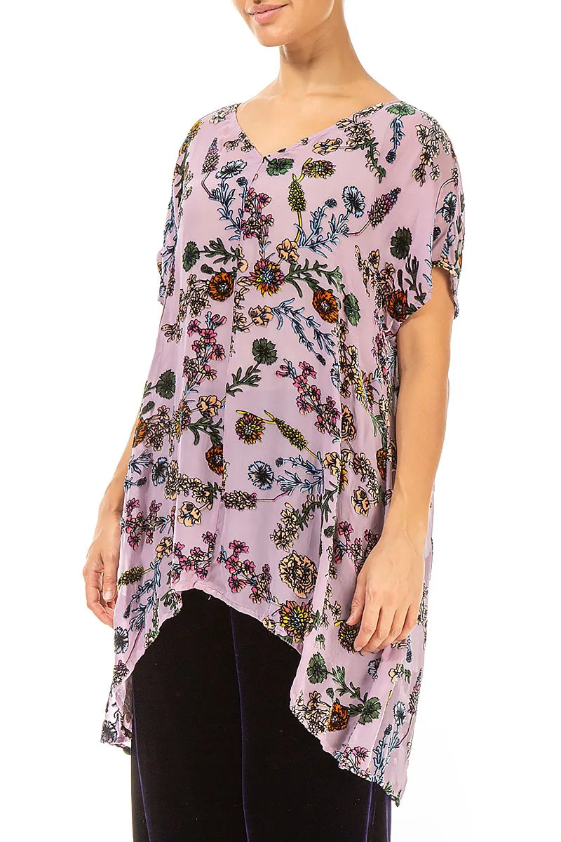Velvet Blooms Devoré Silk Tunic