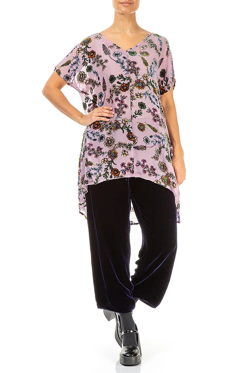 Velvet Blooms Devoré Silk Tunic