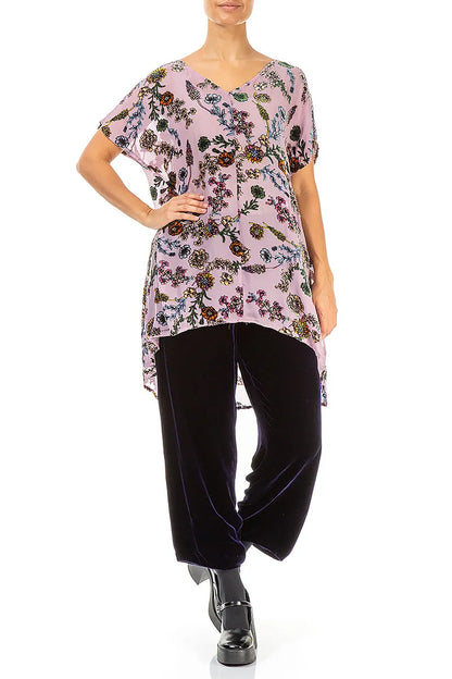Velvet Blooms Devoré Silk Tunic