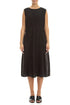 Waist Detail Sleeveless Black Linen Dress 1