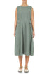 Waist Detail Sleeveless Sage Linen Dress 1