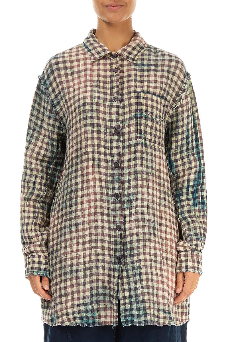 Watercolour Check Linen Shirt 2