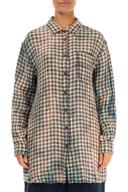 Watercolour Check Linen Shirt 2