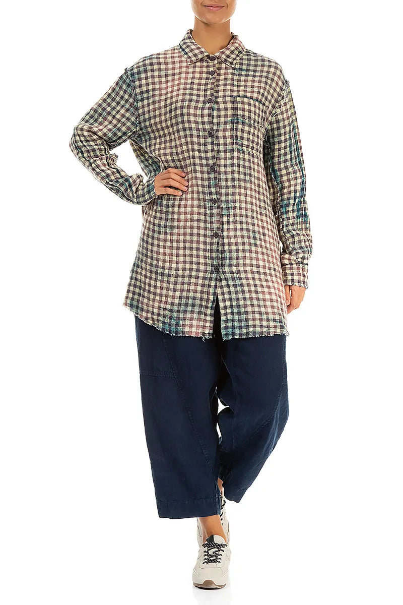 Watercolour Check Linen Shirt 5