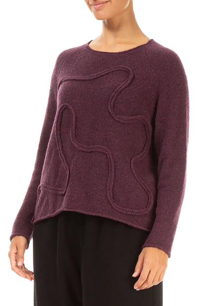 Wavy Seam Mulberry Wool Sweater 3
