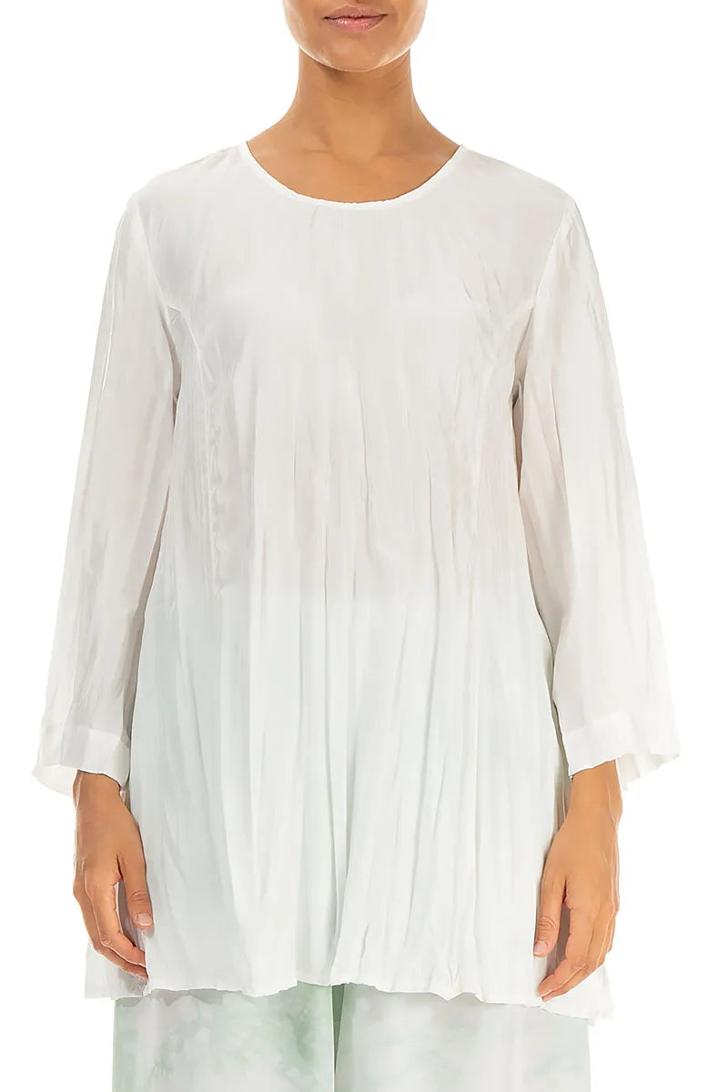 White Crumpled Pure Silk Tunic 1