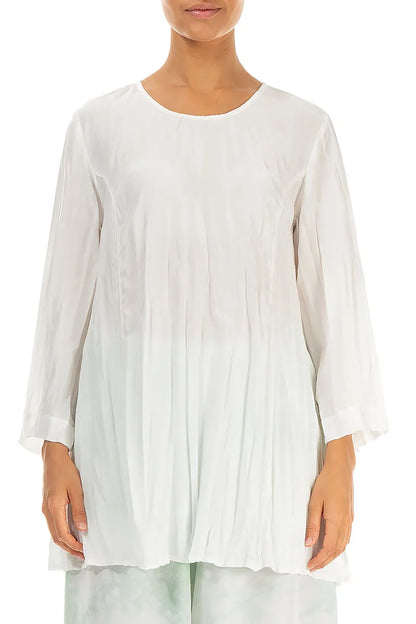 White Crumpled Pure Silk Tunic 1