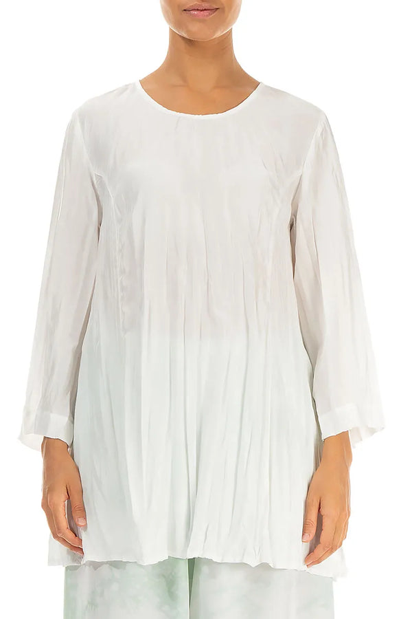 White Crumpled Pure Silk Tunic 1
