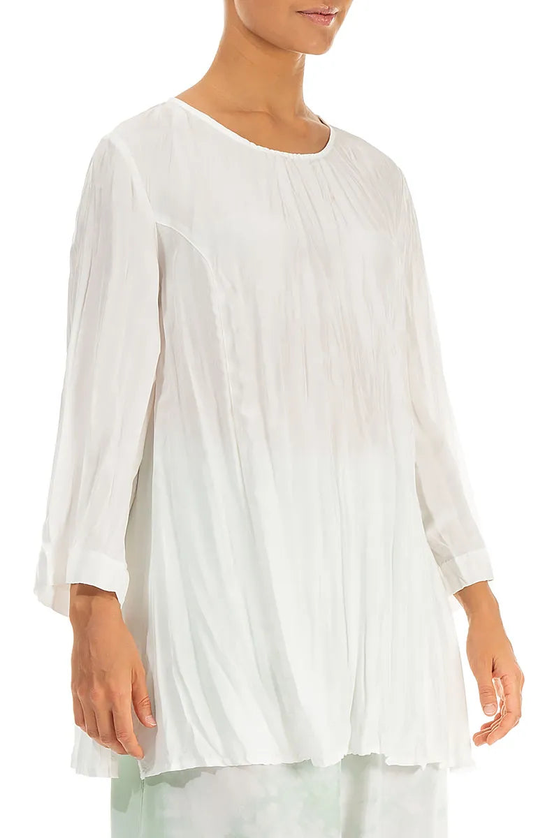 White Crumpled Pure Silk Tunic 3