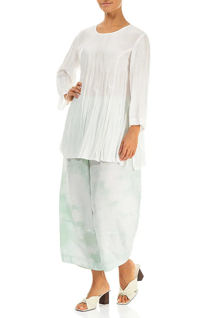 White Crumpled Pure Silk Tunic 4