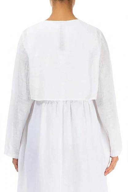 White Gauze Linen Overlay Jacket 2