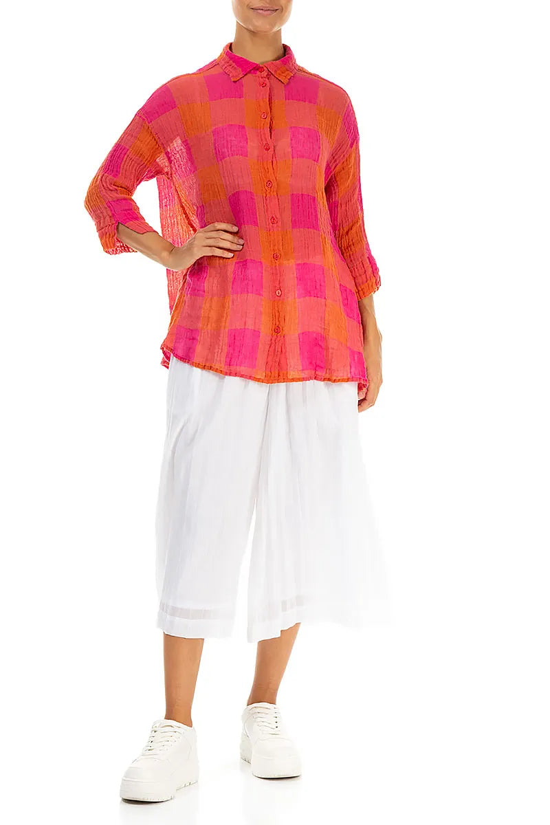 Wide-Leg White Crumpled Cotton Culottes 4