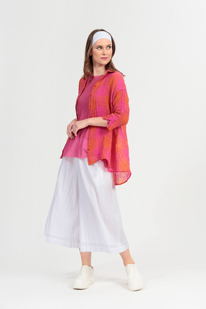 Wide-Leg White Crumpled Cotton Culottes 6