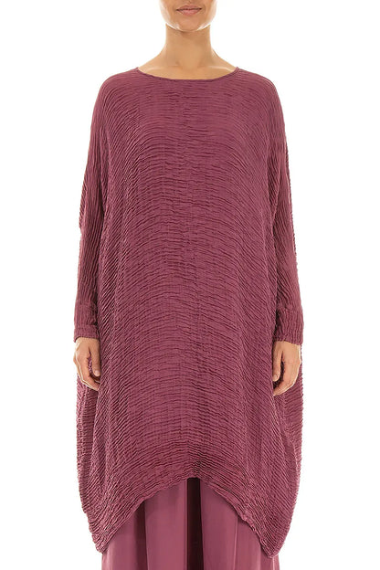 Wide Antique Ruby Plissé Silk Kaftan Dress 1