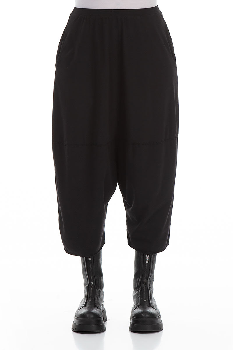 Wide Baggy Black Cotton Trousers 1