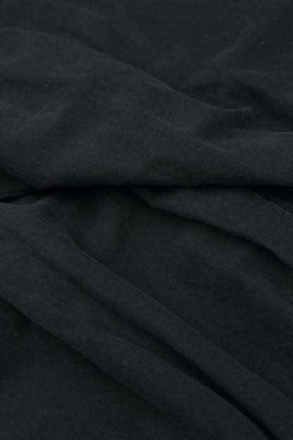 Wide Cropped Black Crumpled Cotton Trousers 5