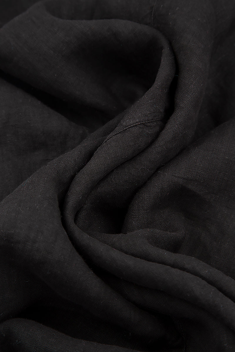 Wide Black Linen Trousers 4