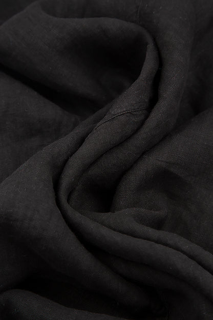 Wide Black Linen Trousers 4