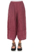 Wide Cropped Crinkled Antique Ruby Silk Linen Trousers 1