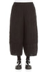 Wide Cropped Crinkled Black Silk Linen Trousers 1