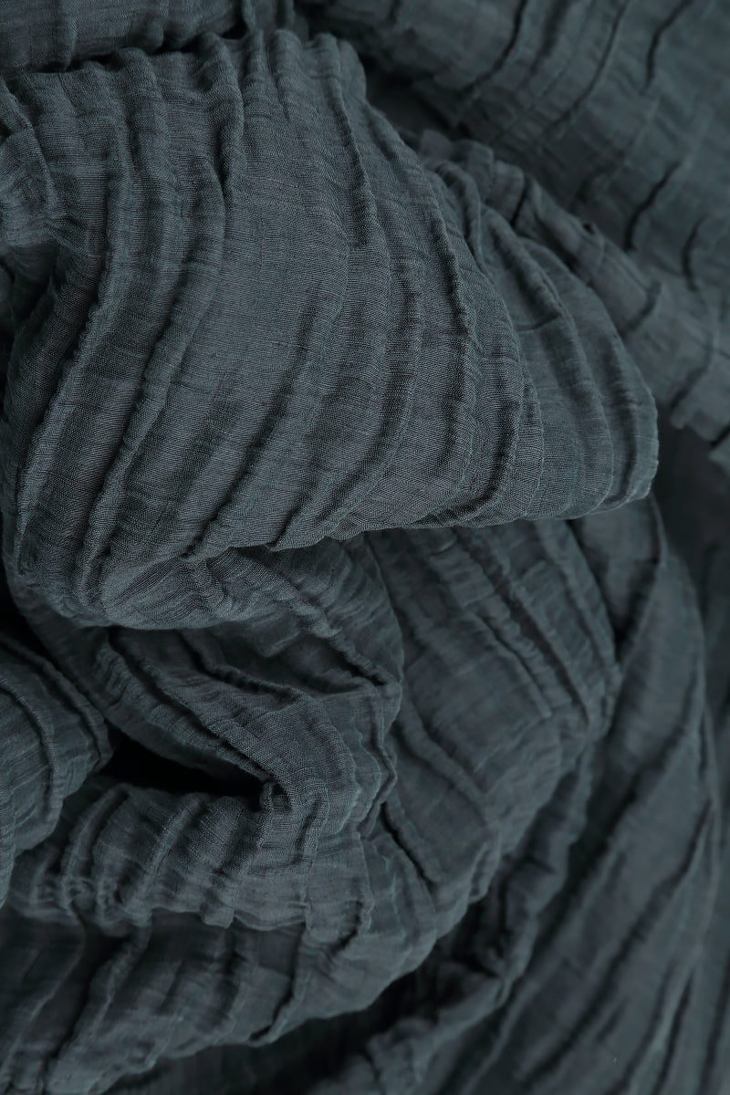 Wide Cropped Crinkled Graphite Silk Linen Trousers 5