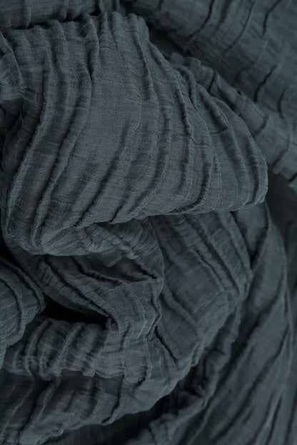 Wide Cropped Crinkled Graphite Silk Linen Trousers 5