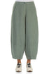 Wide Cropped Sage Linen Trousers 1