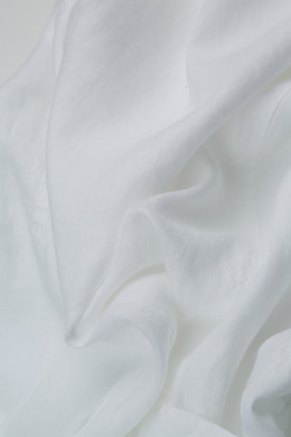 Wide Cropped White Linen Trousers 4