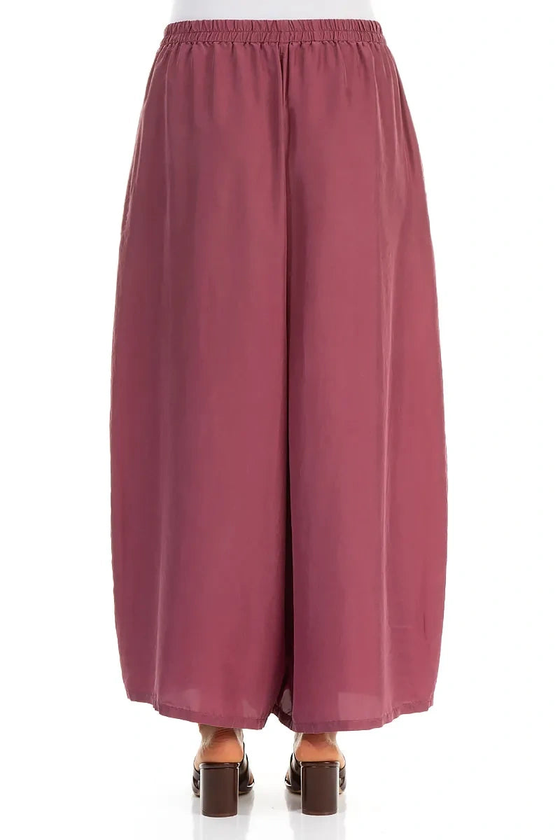 Wide Flowy Antique Ruby Pure Silk Trousers 2