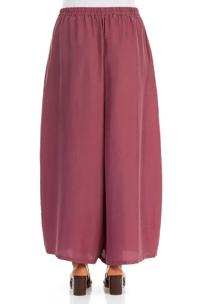 Wide Flowy Antique Ruby Pure Silk Trousers 2