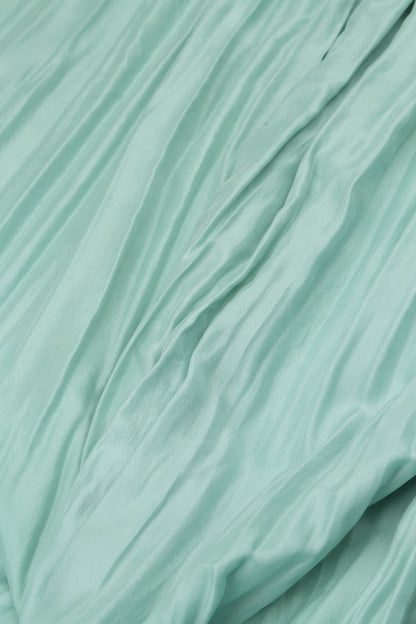 Wide Flowy Mint Crumpled Pure Silk Trousers 5