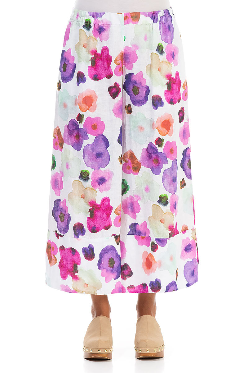 Wide Leg Cuffs Blossom Linen Culottes 1