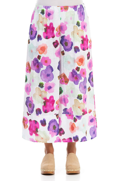 Wide Leg Cuffs Blossom Linen Culottes 1